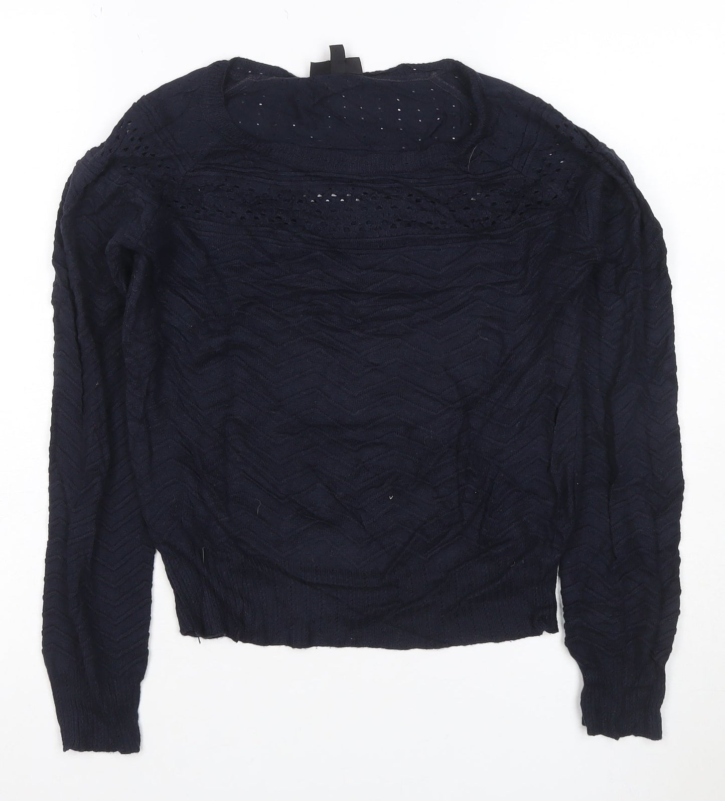 Topshop Women’s Navy Blue UK 10 Crew Neck Open Knit Jumper