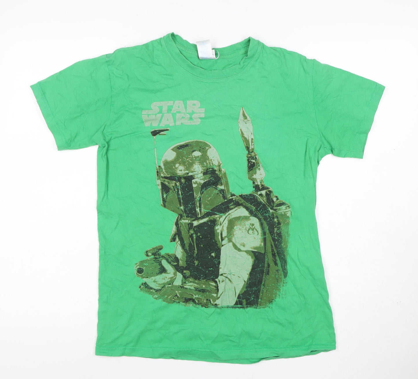 Star Wars Teens Green M Boba Fett Graphic Print Crew Neck T-Shirt