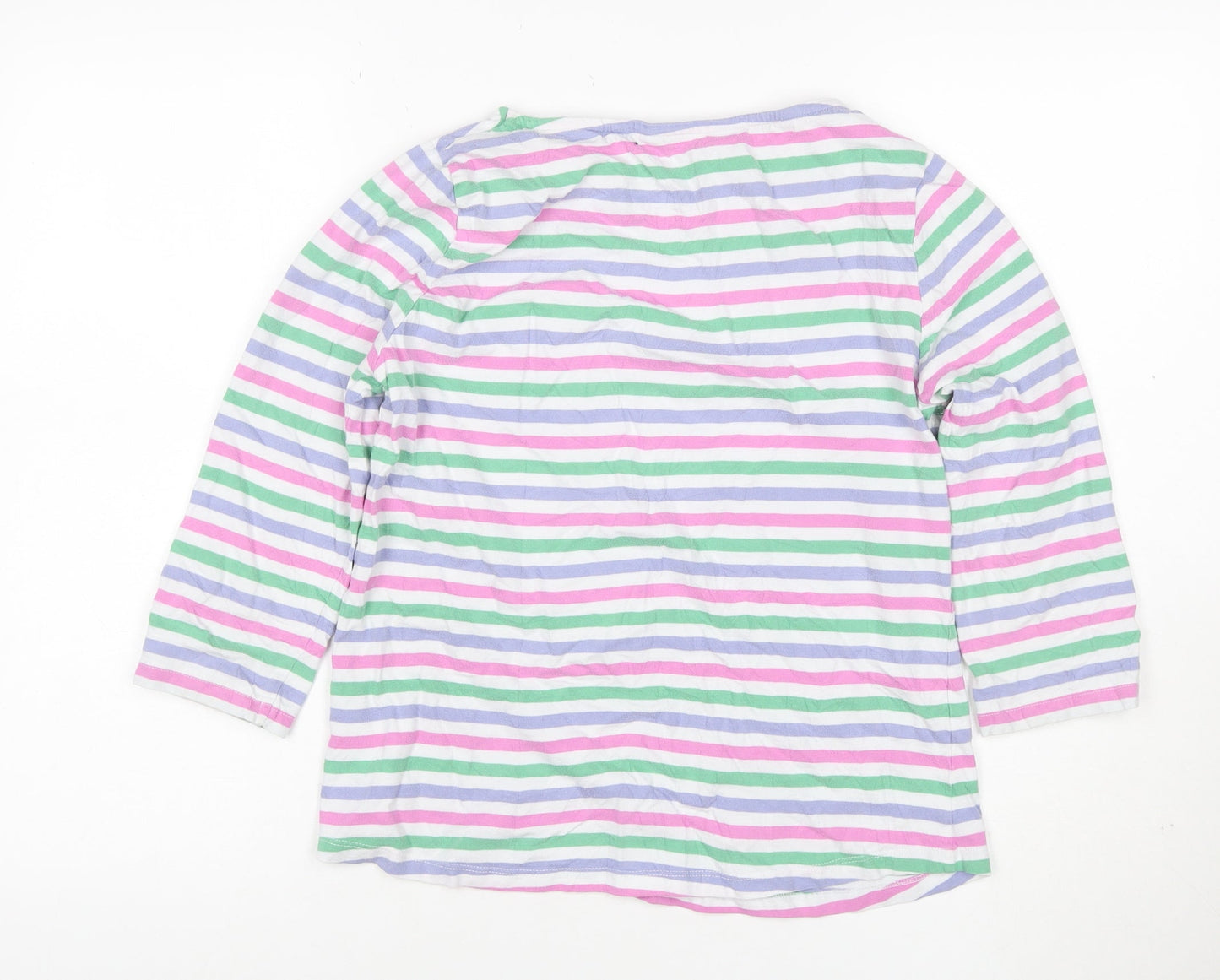 Crew Clothing Company Women Multicoloured Stripe Jersey Top UK 12 3/4 Sleeve