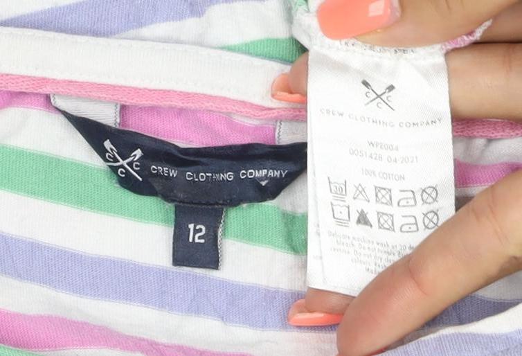 Crew Clothing Company Women Multicoloured Stripe Jersey Top UK 12 3/4 Sleeve