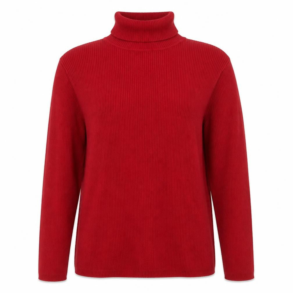 Charter Club Women’s Red Cotton Roll Neck Rib Knit Jumper Size L