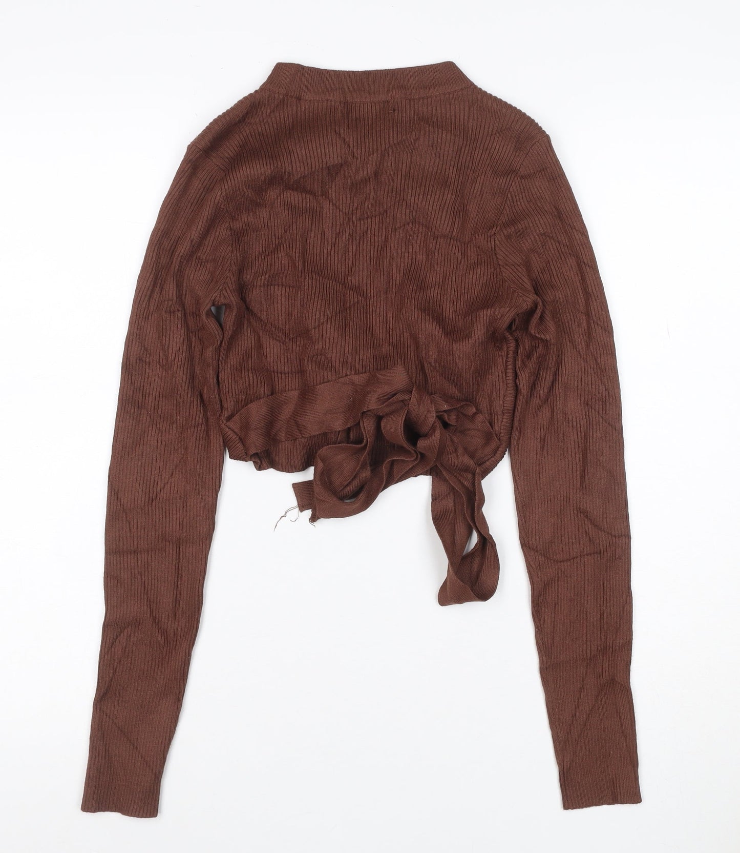 Missguided Women’s Brown UK 8 Rib Knit Wrap Tie Jumper