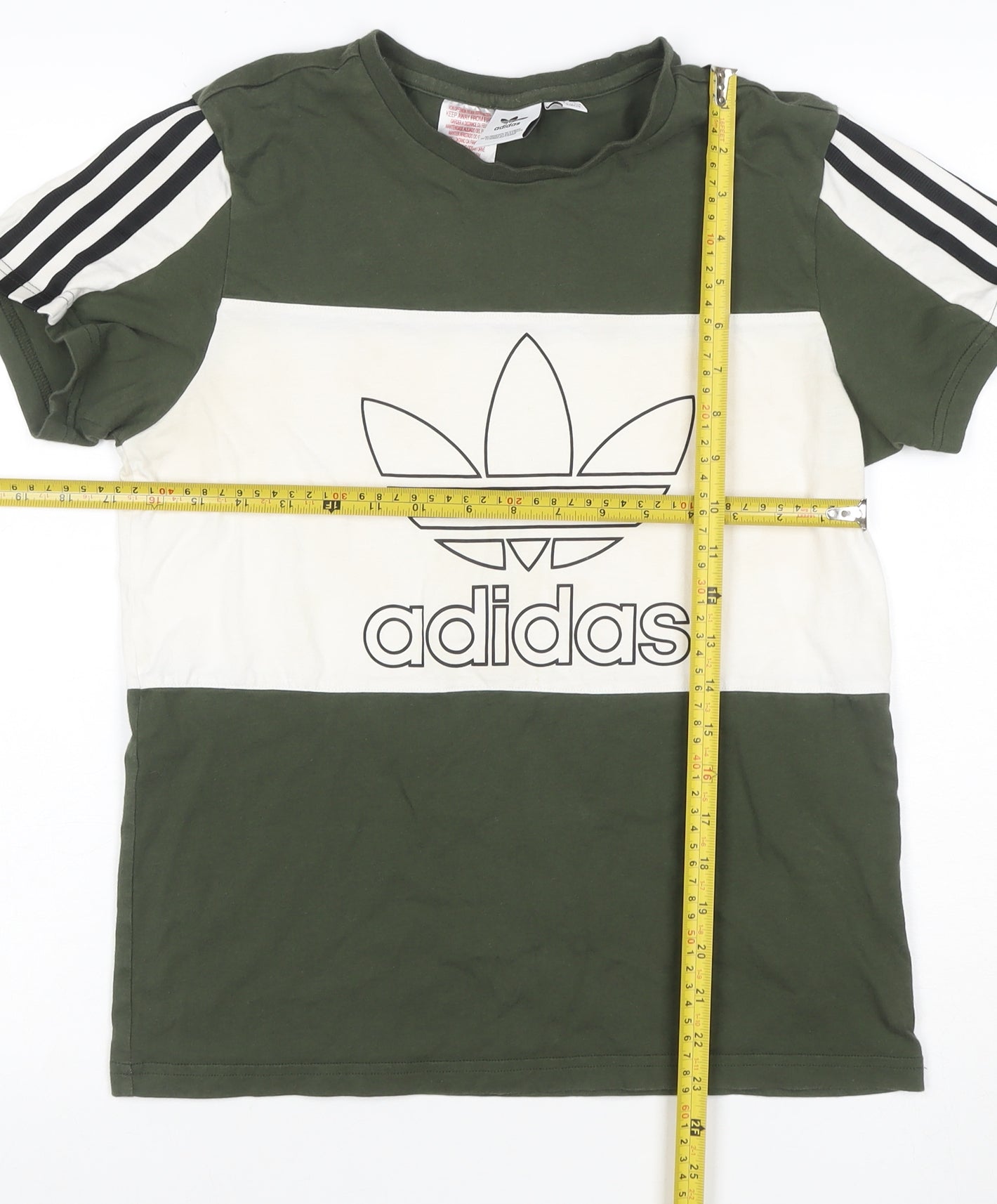 Adidas Boys Green White 13-14 Years Logo Colourblock Jersey T-Shirt