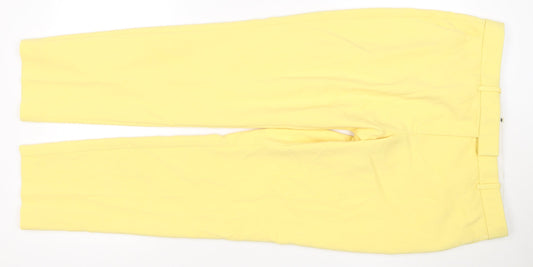 Next Women Yellow UK 14 Regular Straight Dress Trousers Adjustable Waist