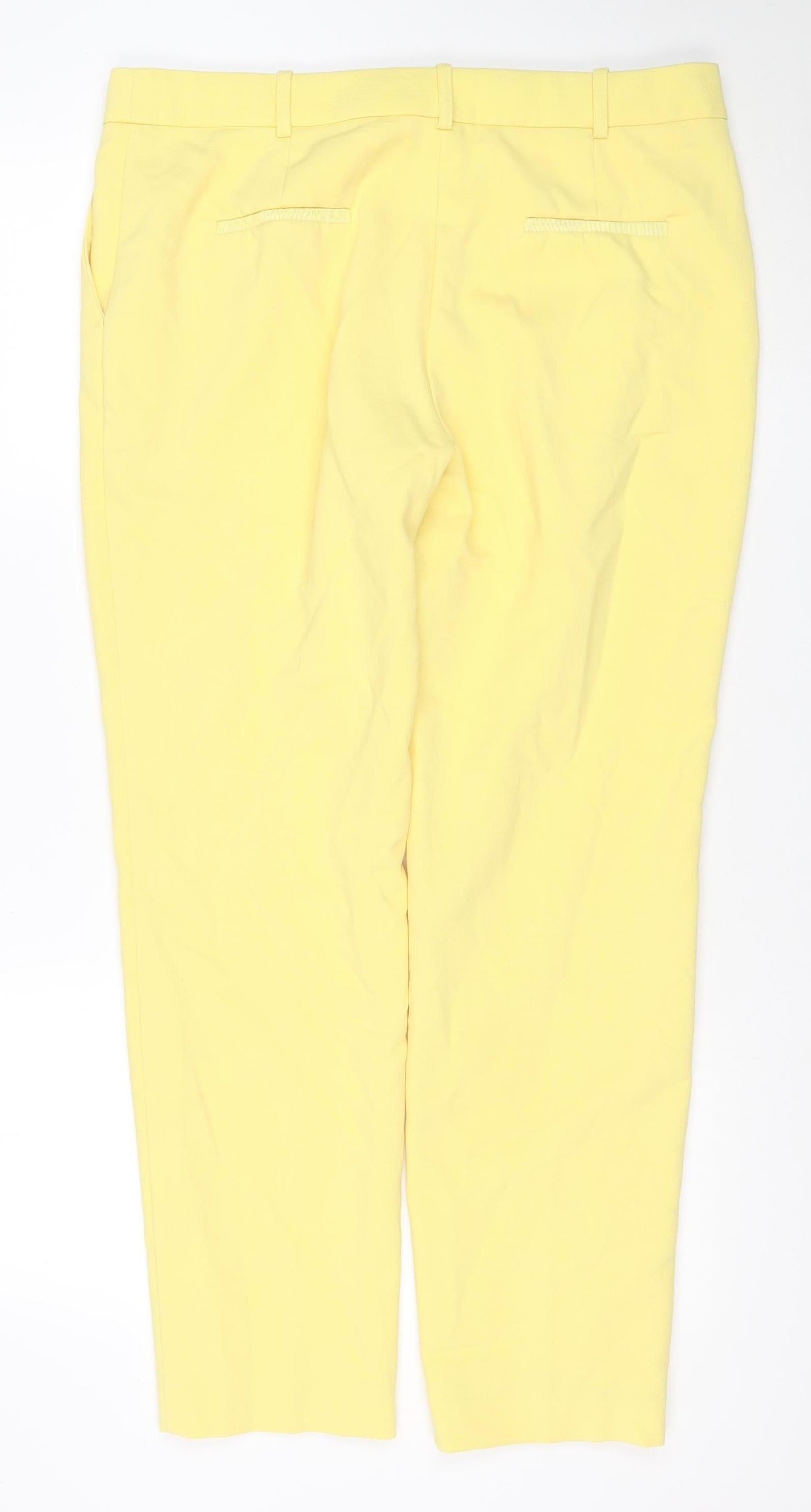 Next Women Yellow UK 14 Regular Straight Dress Trousers Adjustable Waist