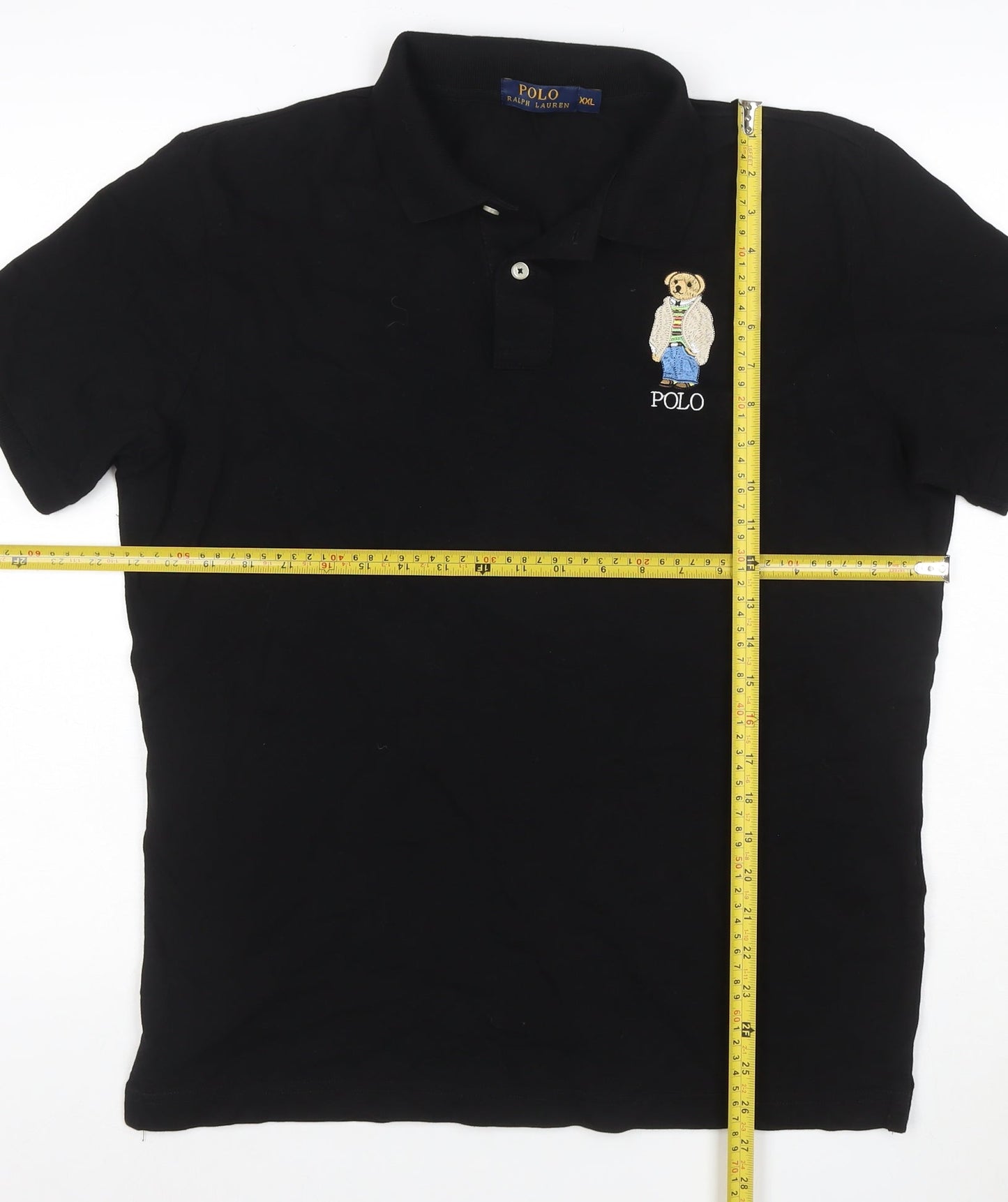 Polo Ralph Lauren Men's Black 2XL Bear Logo Cotton Stretch Polo Shirt
