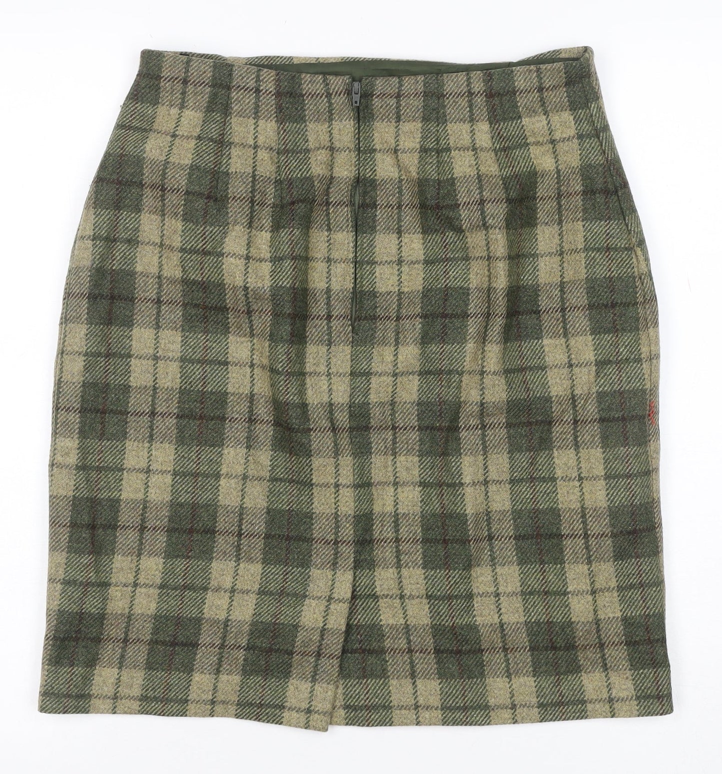 Marks & Spencer Women’s Green Plaid Pure Wool Skirt UK 14 Vintage