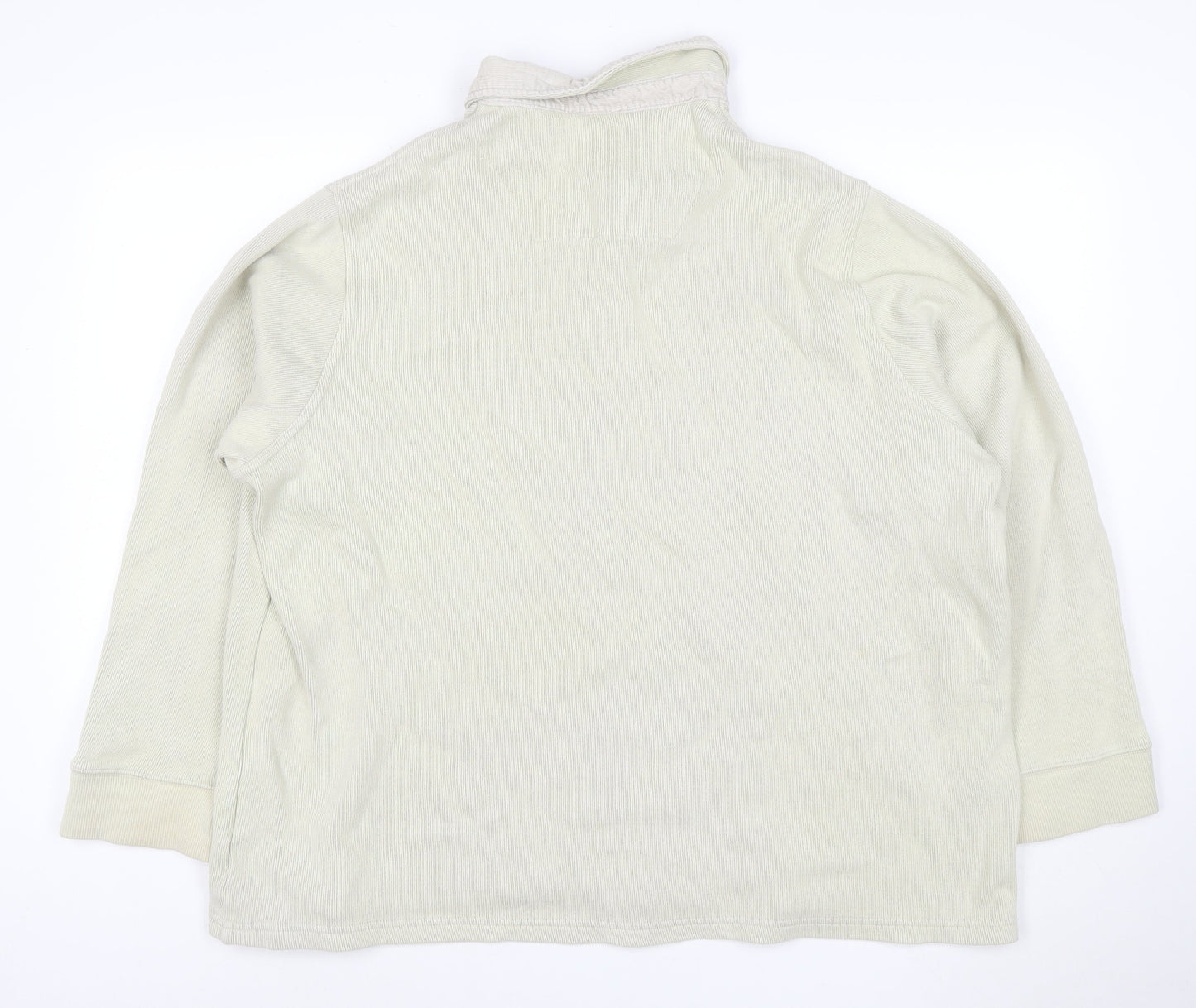 Marks & Spencer Men Ivory 2XL Henley Collared Cotton Sweatshirt