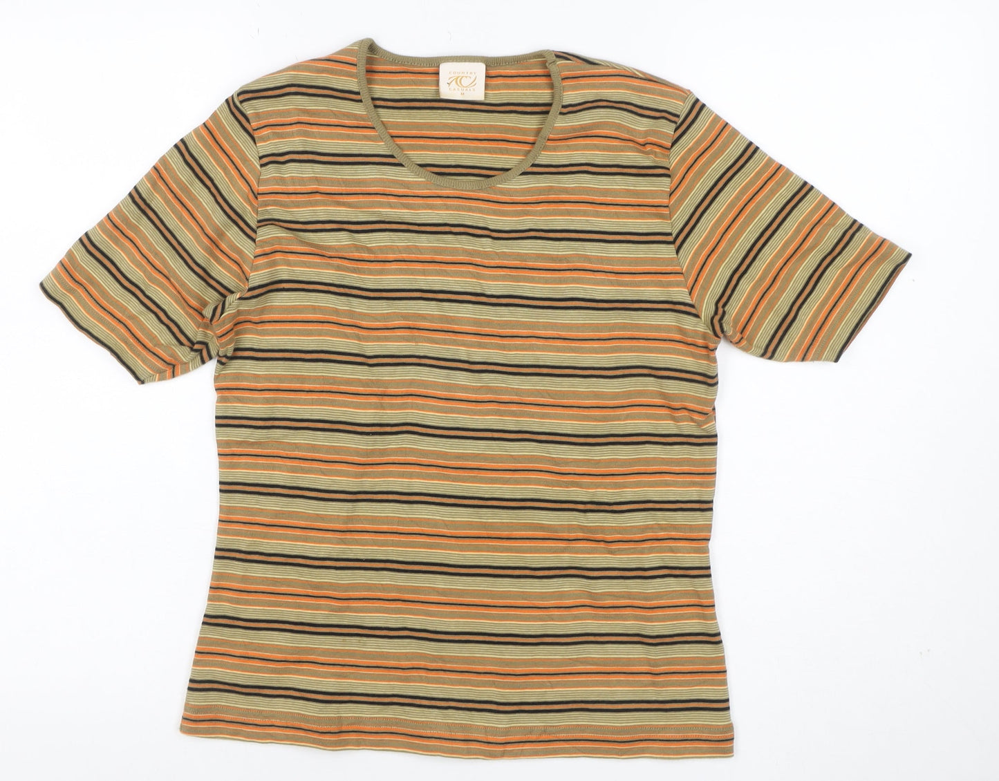 Country Casuals Women Multicoloured M Striped Cotton Jersey T-Shirt