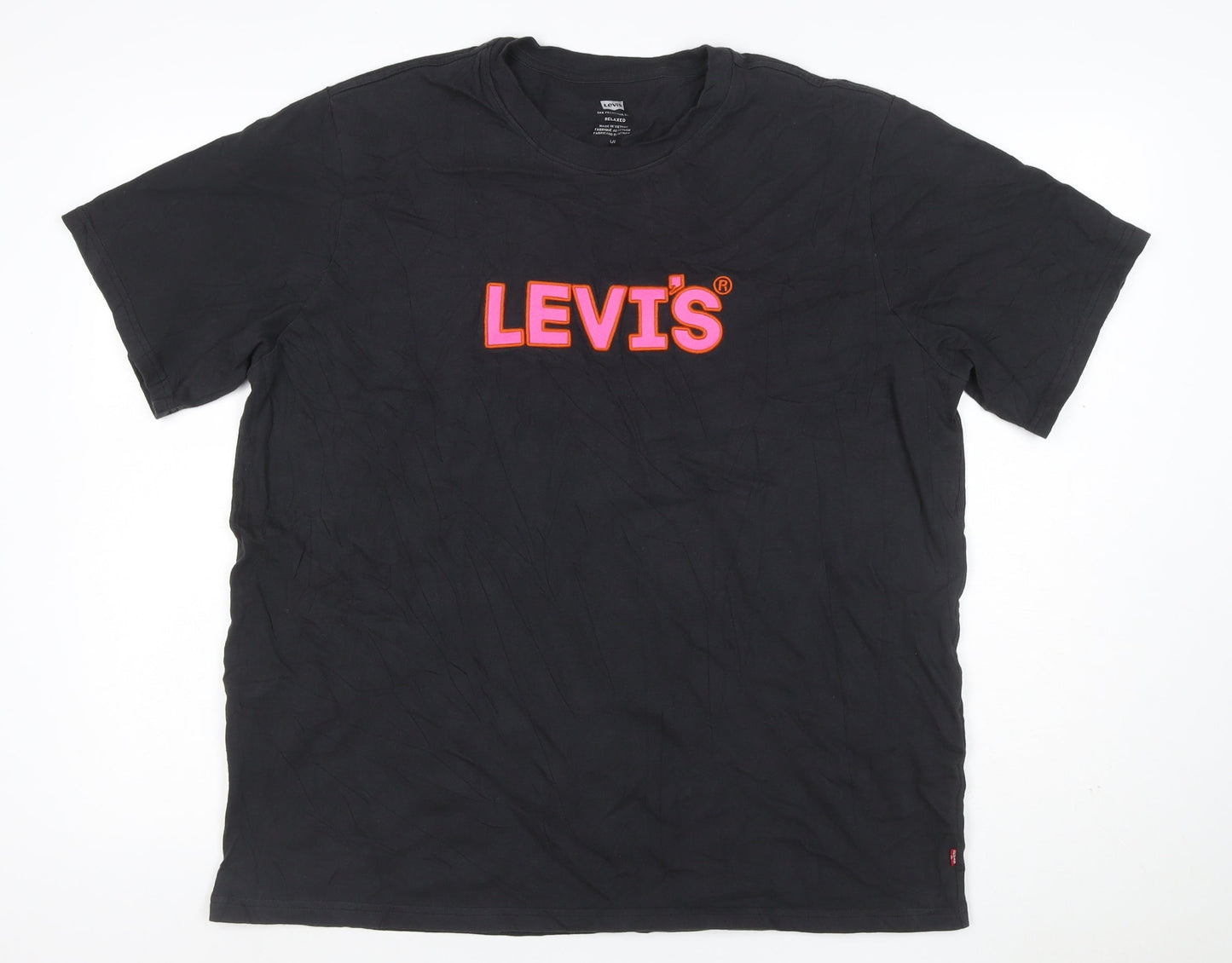 Levi's Women Black L Relaxed Logo Jersey Crew Neck Short Sleeve T-Shirt