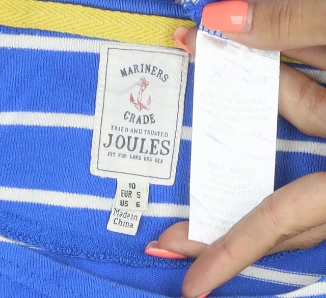 Joules Teens Blue White Stripe Jersey Long Sleeve T-Shirt Size 6