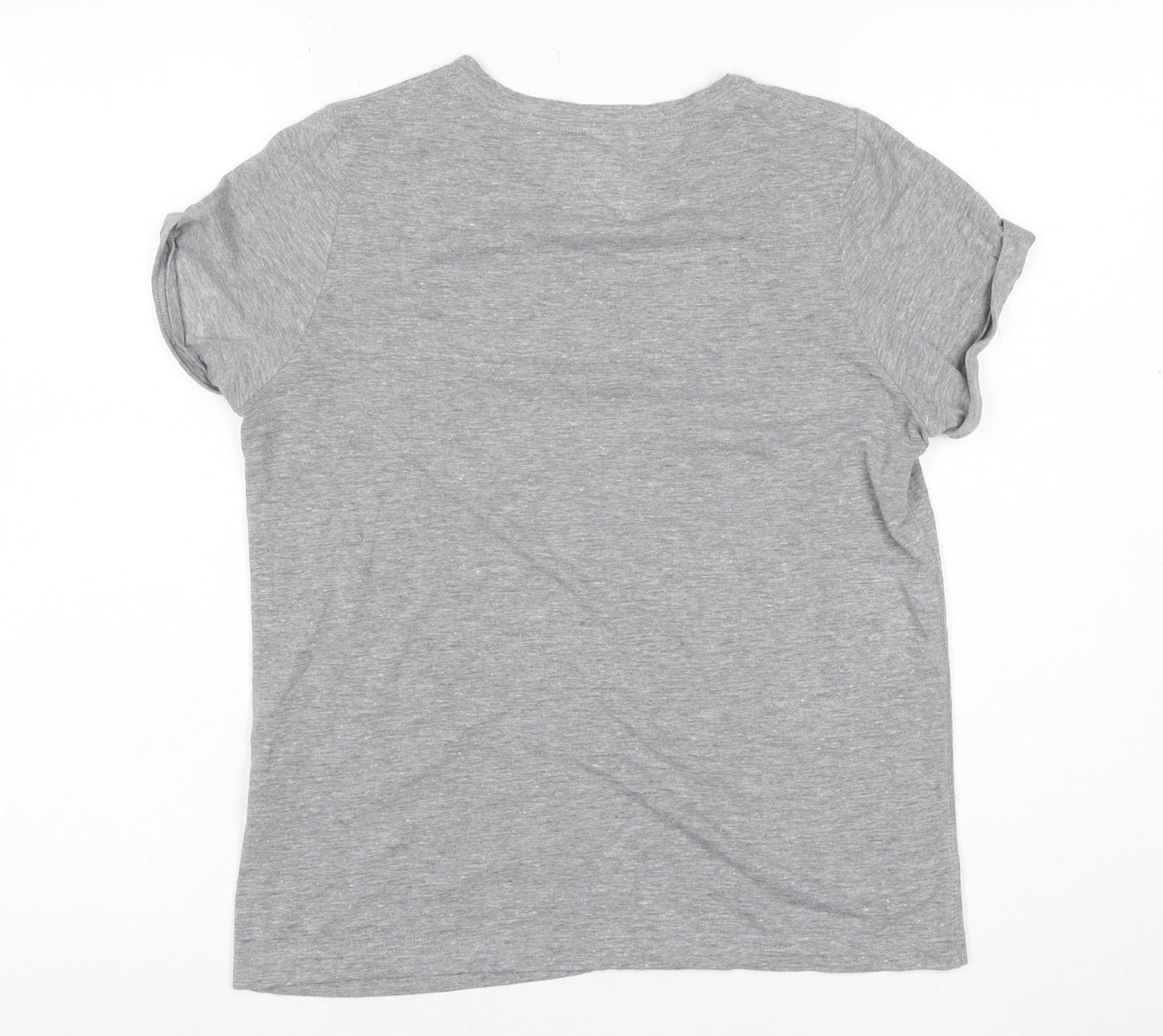 Jack Wills Women Grey UK 10 Slim Fit Logo Jersey T-Shirt