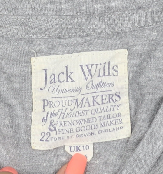 Jack Wills Women Grey UK 10 Slim Fit Logo Jersey T-Shirt