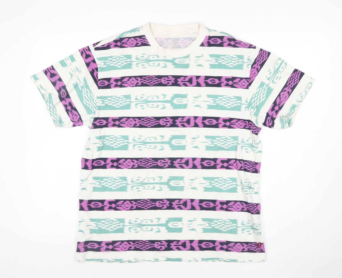 Levi's Women’s White L Aztec Geometric Short Sleeve Vintage T-Shirt