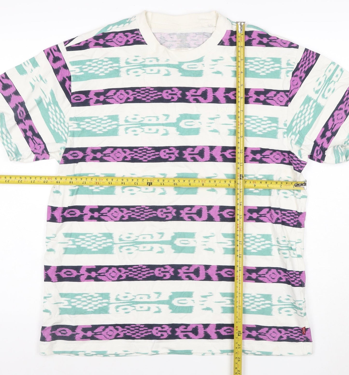 Levi's Women’s White L Aztec Geometric Short Sleeve Vintage T-Shirt