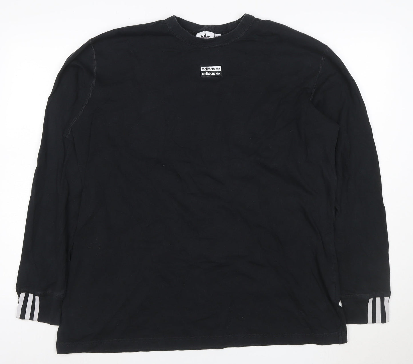 adidas Mens Black XL Long Sleeve Logo Graphic T-Shirt