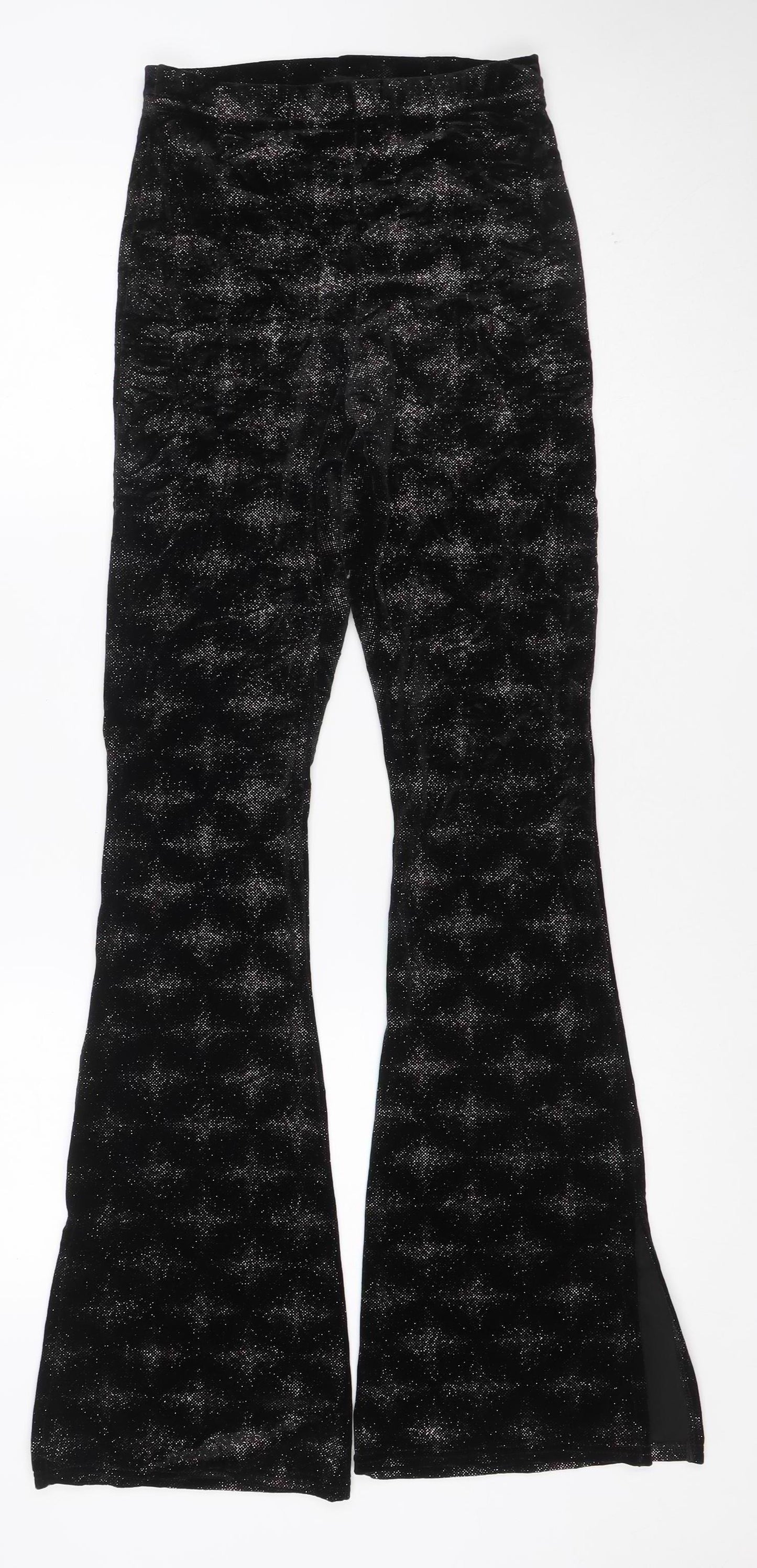 Z Outfitters Women Black Glitter Bootcut Leggings S Petite