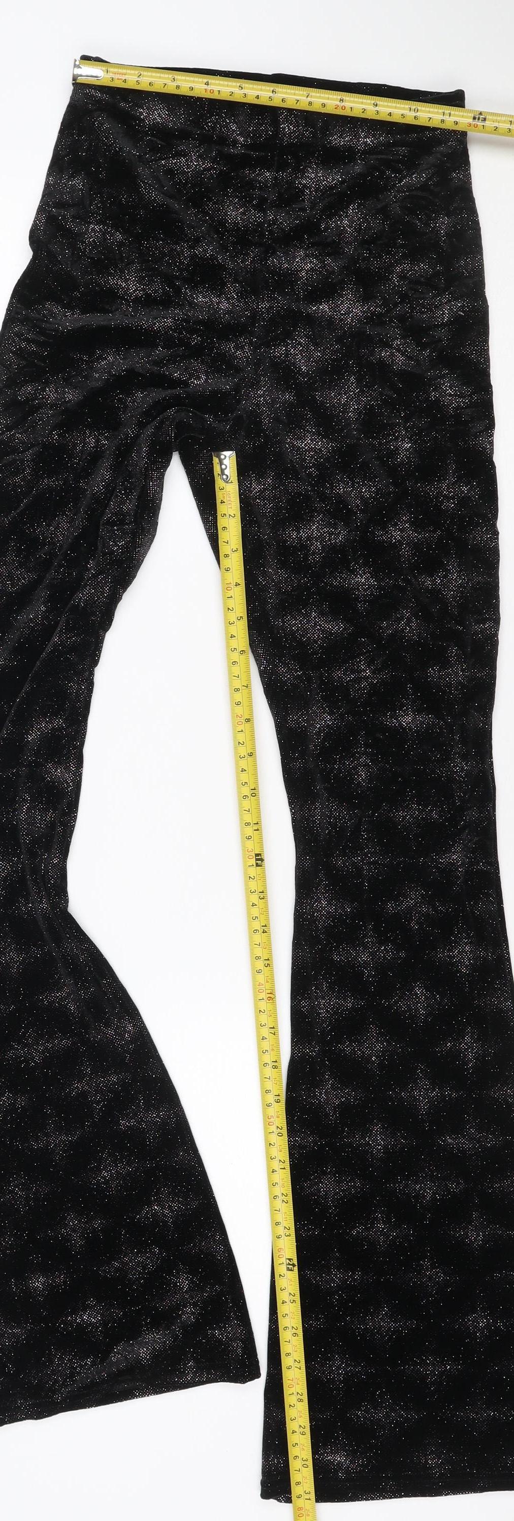 Z Outfitters Women Black Glitter Bootcut Leggings S Petite