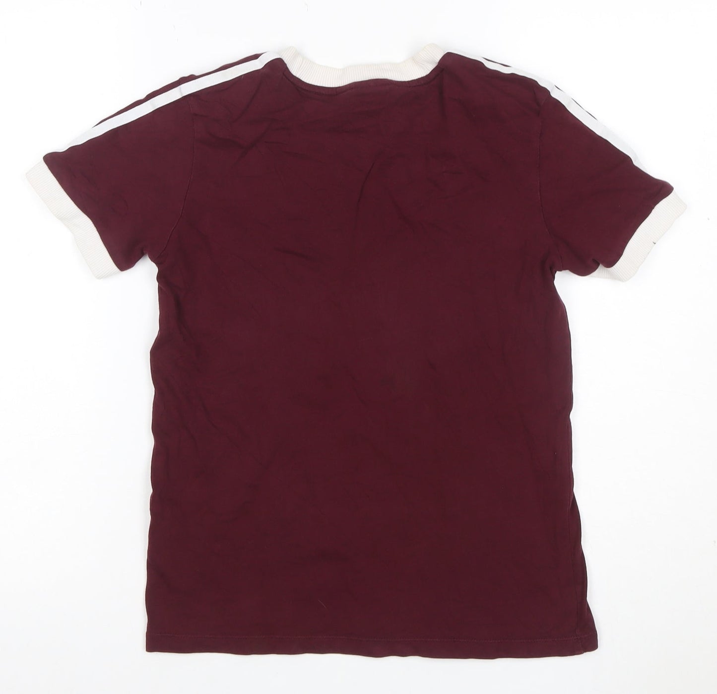 Adidas Women Red UK 6 Ringer Short Sleeve Logo T-Shirt