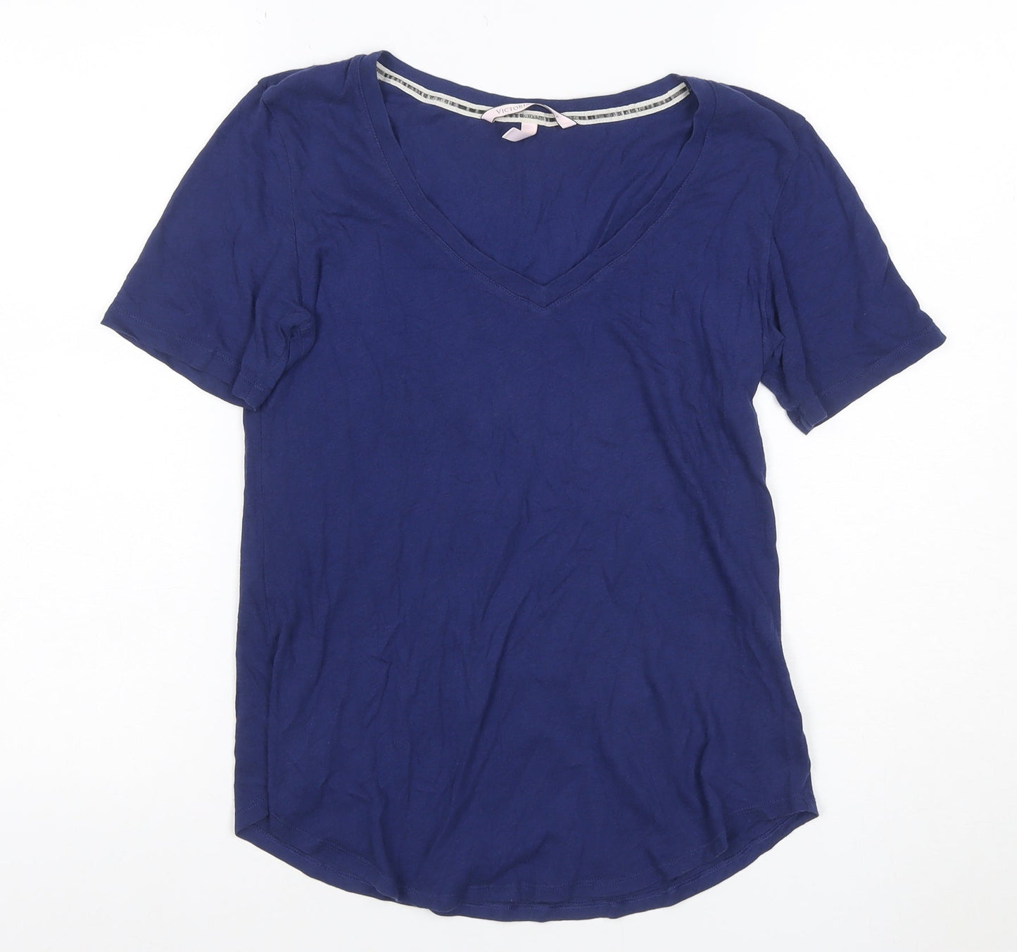 Victoria's Secret Women Blue M Basic V-Neck Short Sleeve Jersey T-Shirt