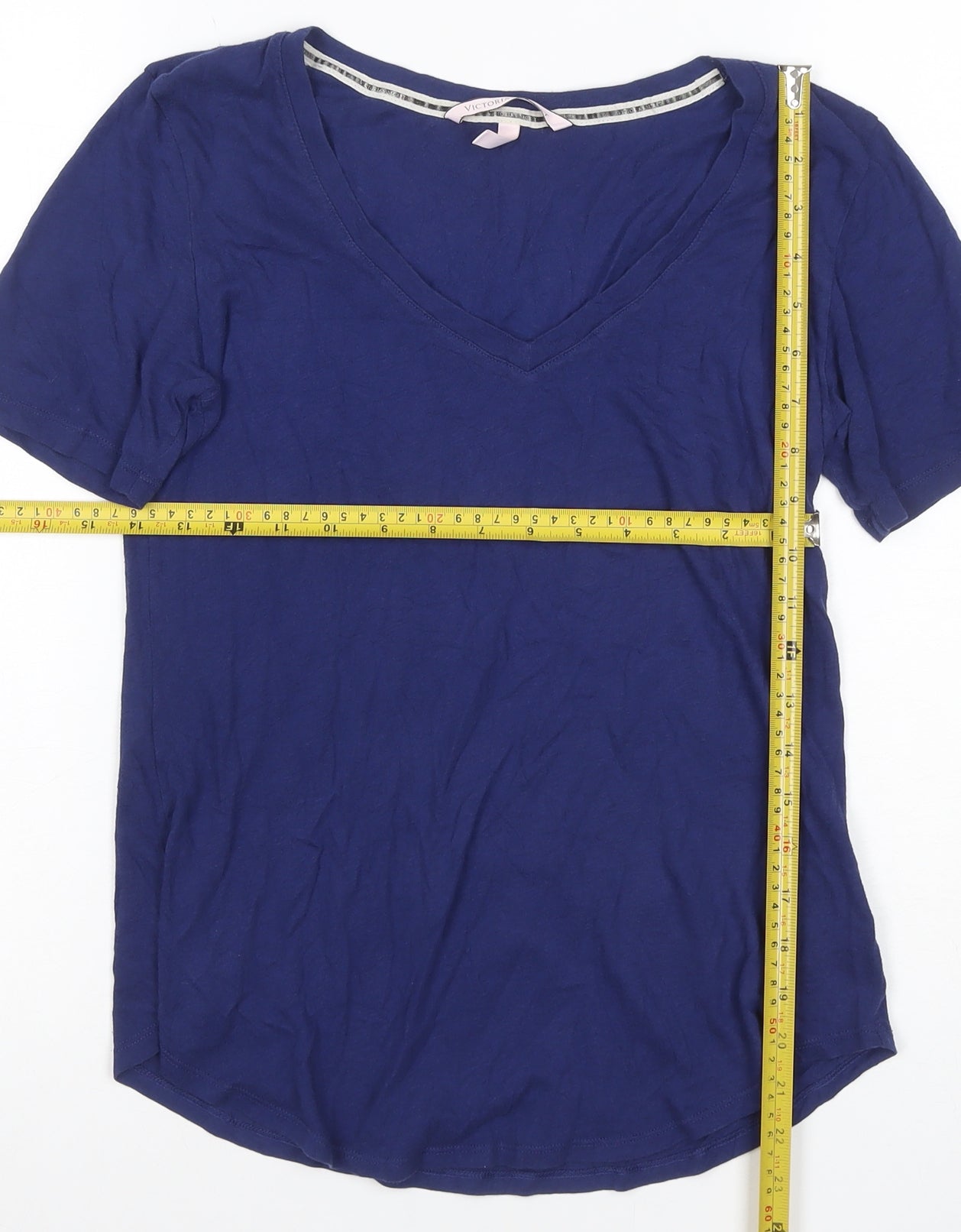 Victoria's Secret Women Blue M Basic V-Neck Short Sleeve Jersey T-Shirt