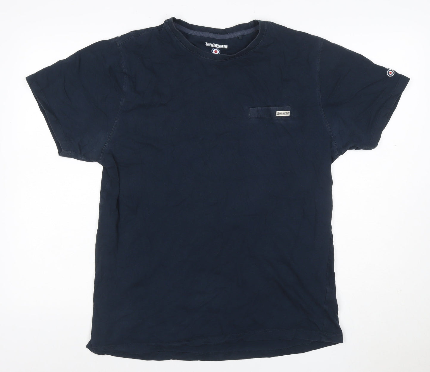 Lambretta Men's Navy Blue XL Logo Crew Neck Short Sleeve Cotton T-Shirt