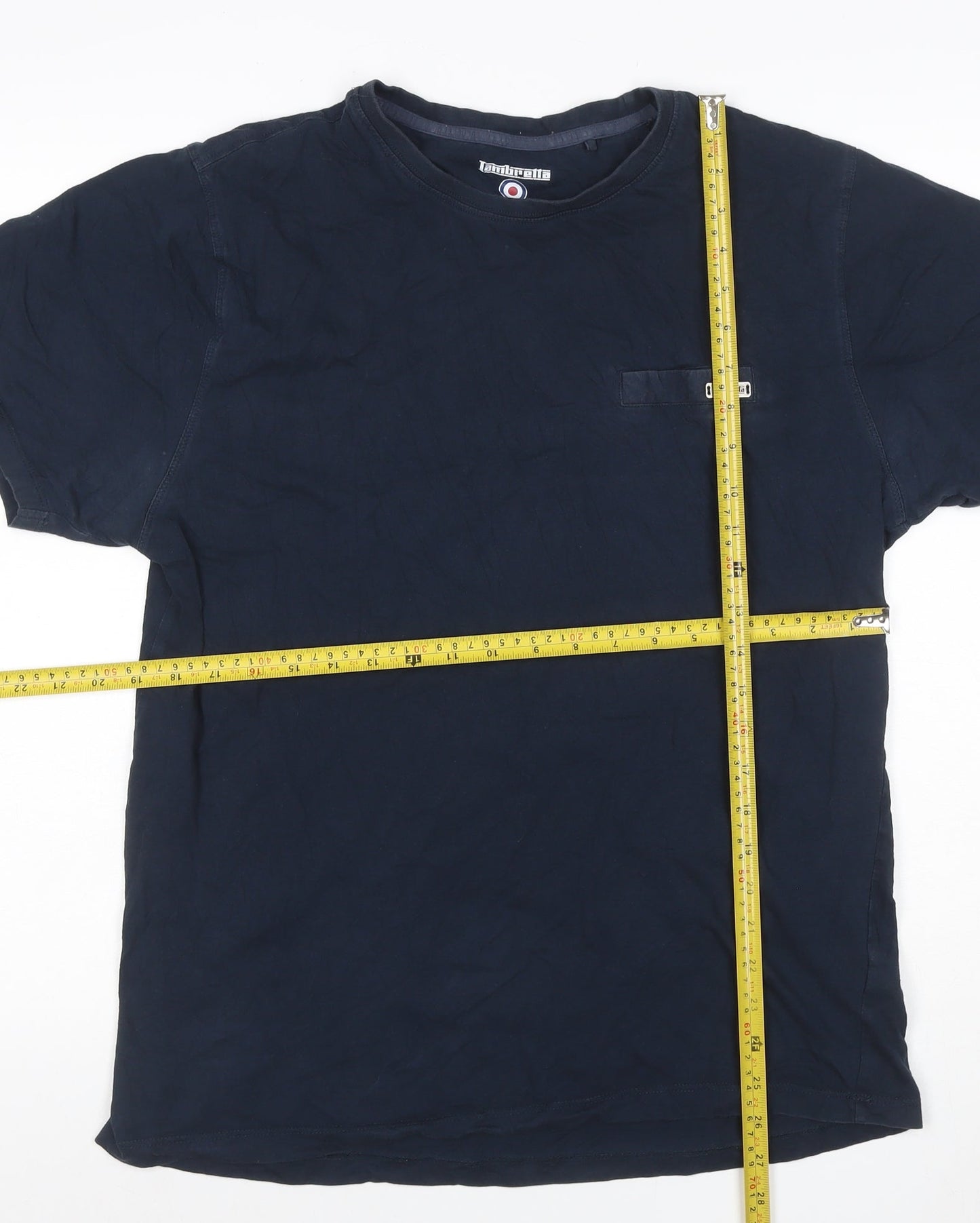 Lambretta Men's Navy Blue XL Logo Crew Neck Short Sleeve Cotton T-Shirt