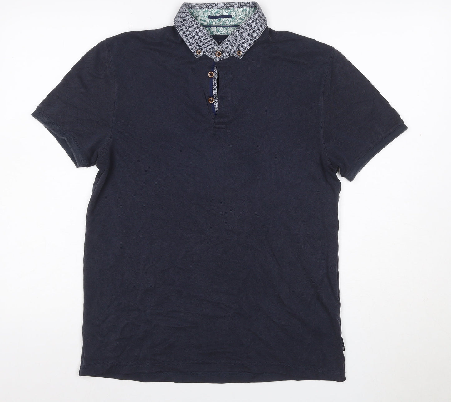 Ted Baker Men’s Blue Size L Short Sleeve Button-Down Collar Polo