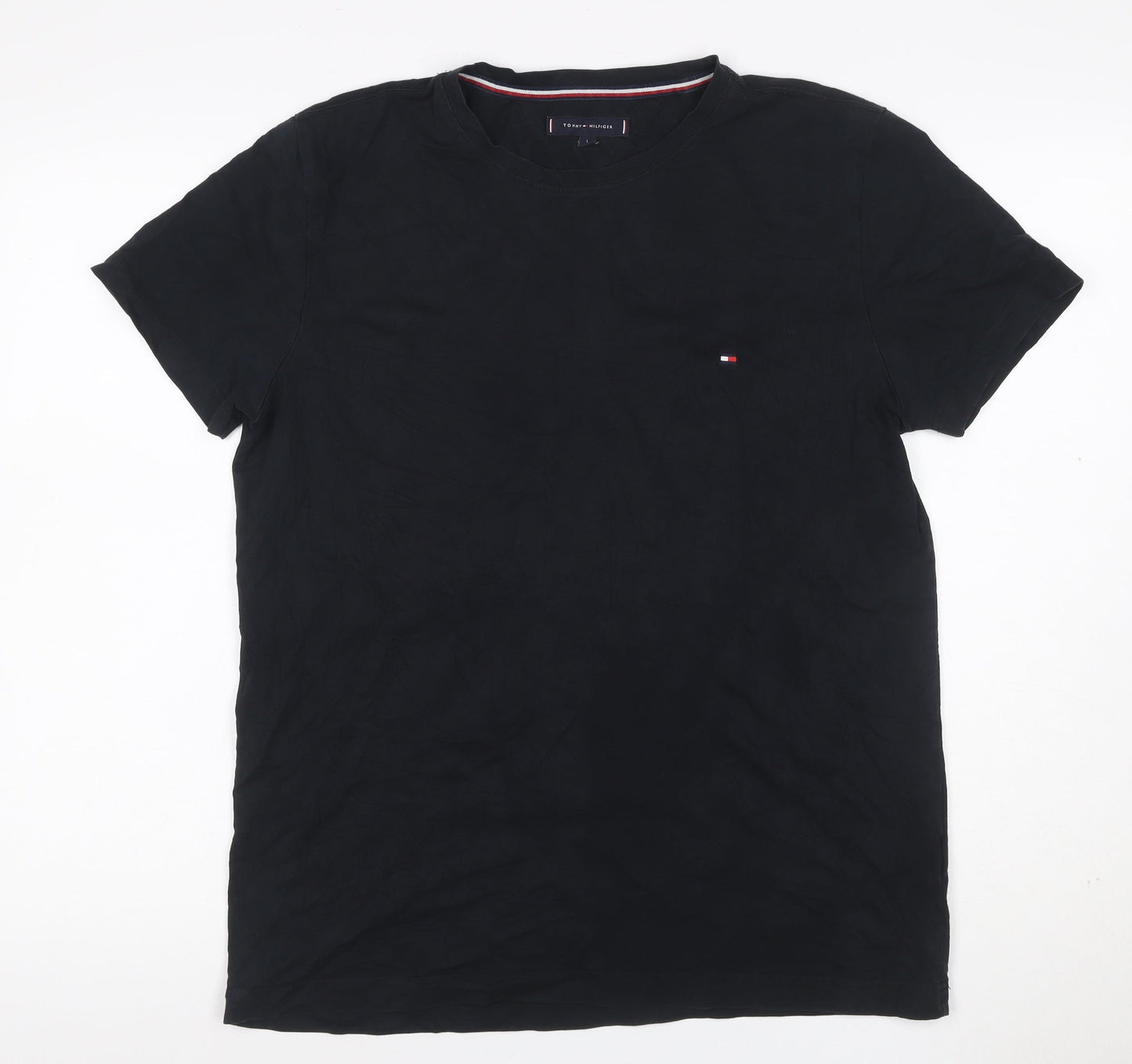 Tommy Hilfiger Men’s Black Logo Crew Neck Stretch T-Shirt Size L