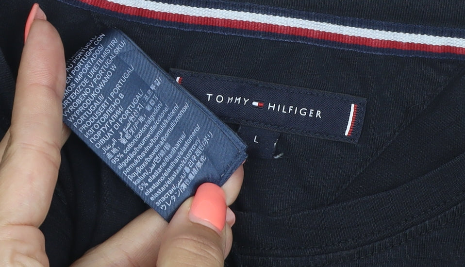 Tommy Hilfiger Men’s Black Logo Crew Neck Stretch T-Shirt Size L