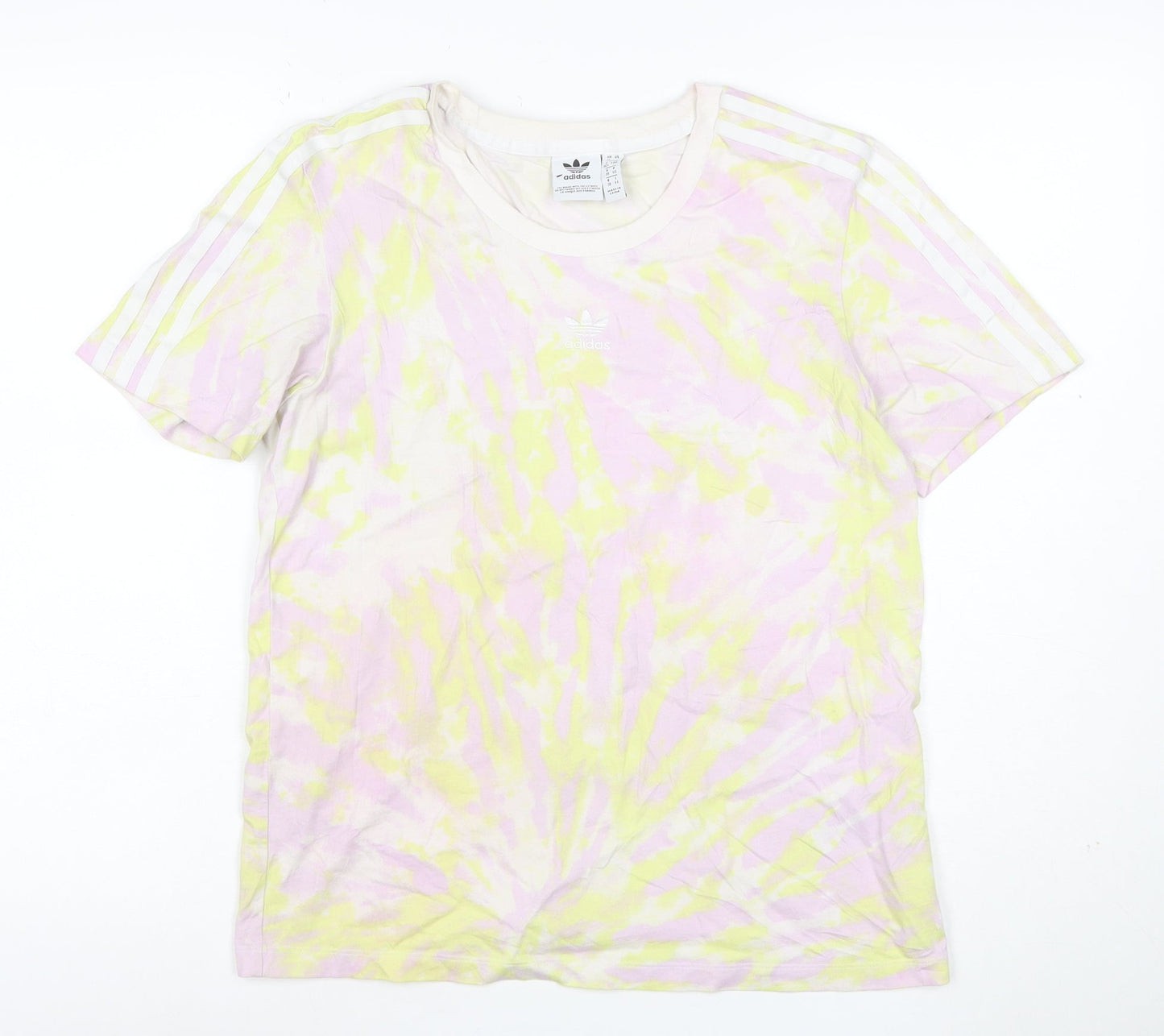 adidas Women’s Multicoloured UK 12 Tie Dye 3 Stripe Cotton T-Shirt