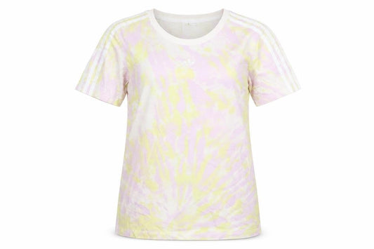 adidas Women’s Multicoloured UK 12 Tie Dye 3 Stripe Cotton T-Shirt