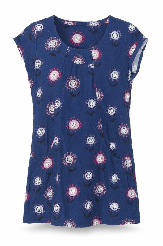 Lily & Me Women’s Blue Floral Cotton Shift Dress Size 16 Pockets