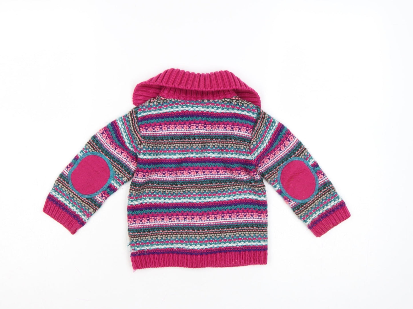 Marks and Spencer Girls Pink Fair Isle Knit Cardigan 12-18 Months
