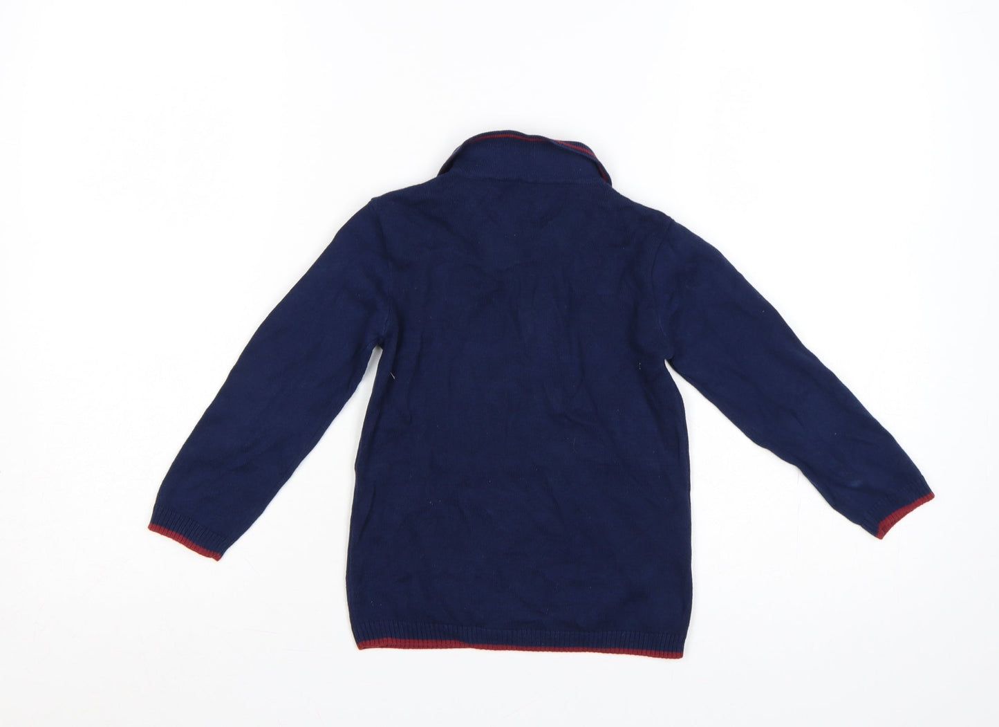 Nutmeg Girls Navy 4-5 Years Christmas Henley Cotton Knit Jumper