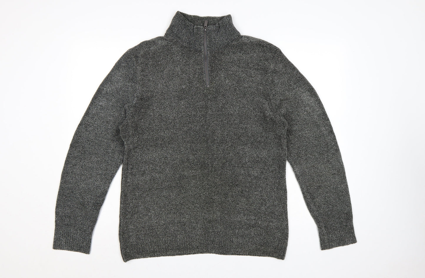 Next Men’s Grey M Half Zip High Neck Knit Pullover Jumper
