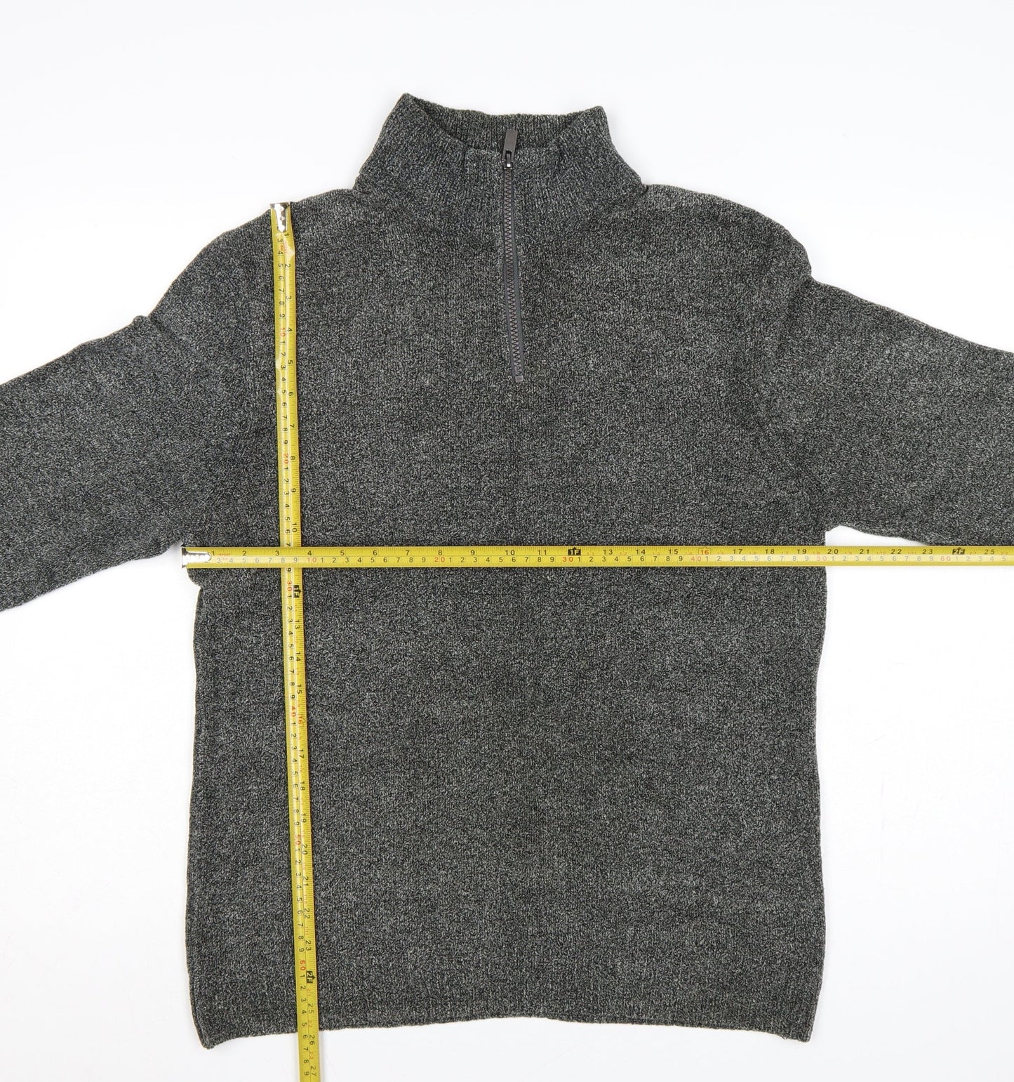 Next Men’s Grey M Half Zip High Neck Knit Pullover Jumper