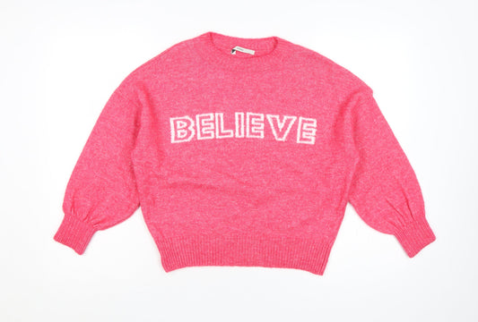 George Girls Pink 12-13 Years Believe Knit Pullover Jumper