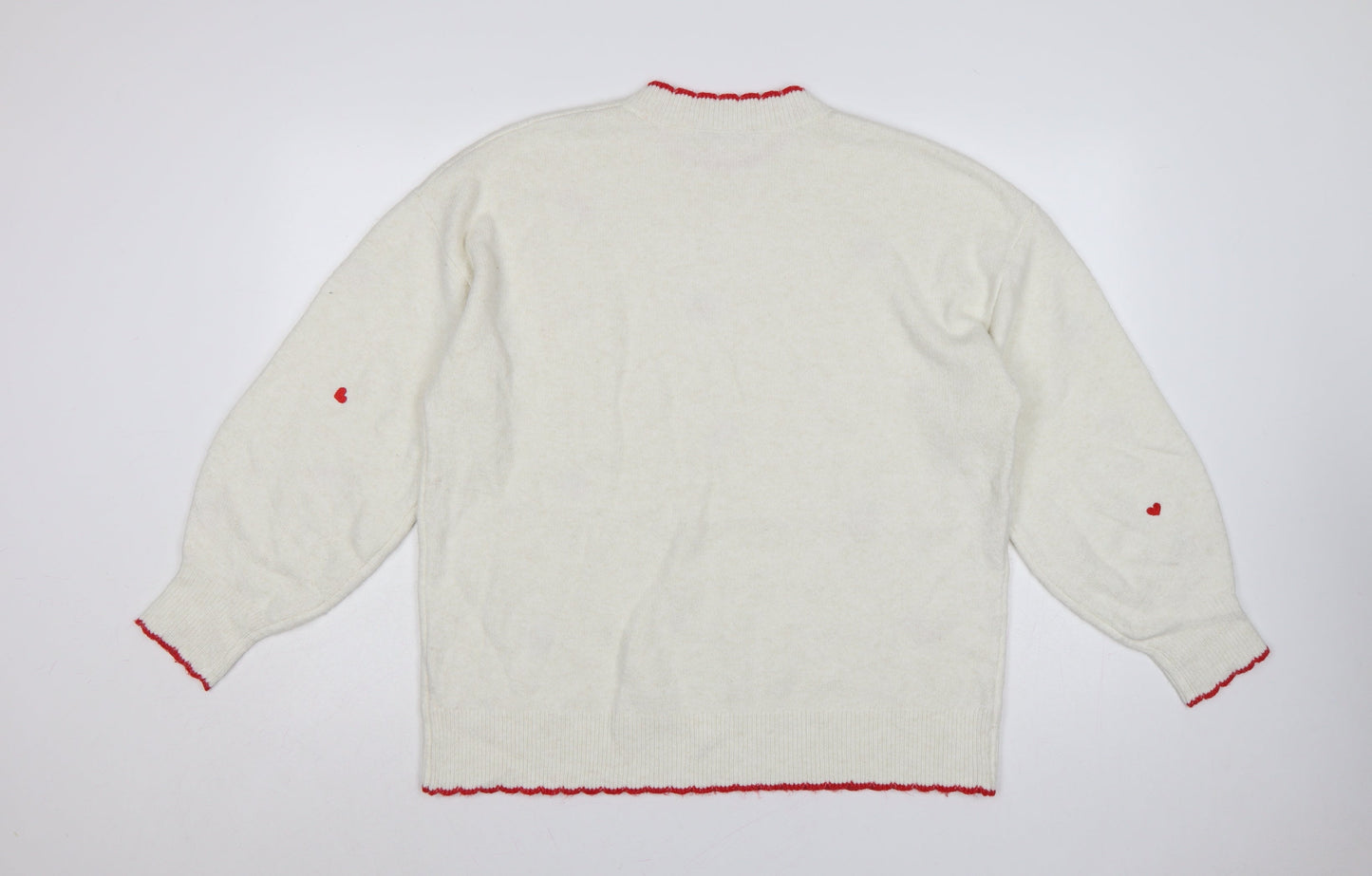George Women’s Ivory Strawberry Heart Embroidered Knit Jumper UK 16