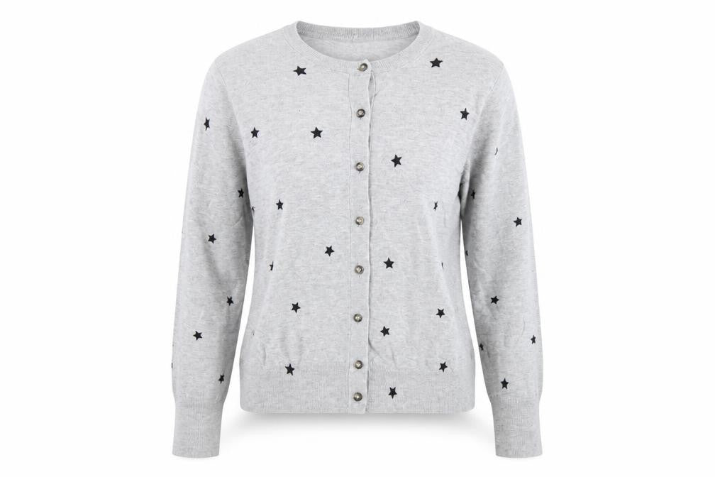Marks & Spencer Women Grey Star Knit Cardigan UK 14 Button Long Sleeve
