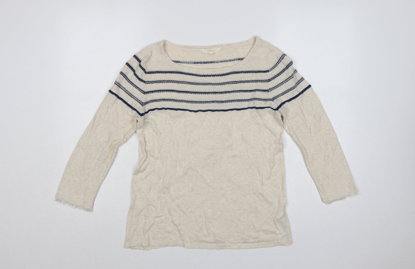 Esprit Women's Multicoloured M Striped Boat Neck Pullover Jumper
