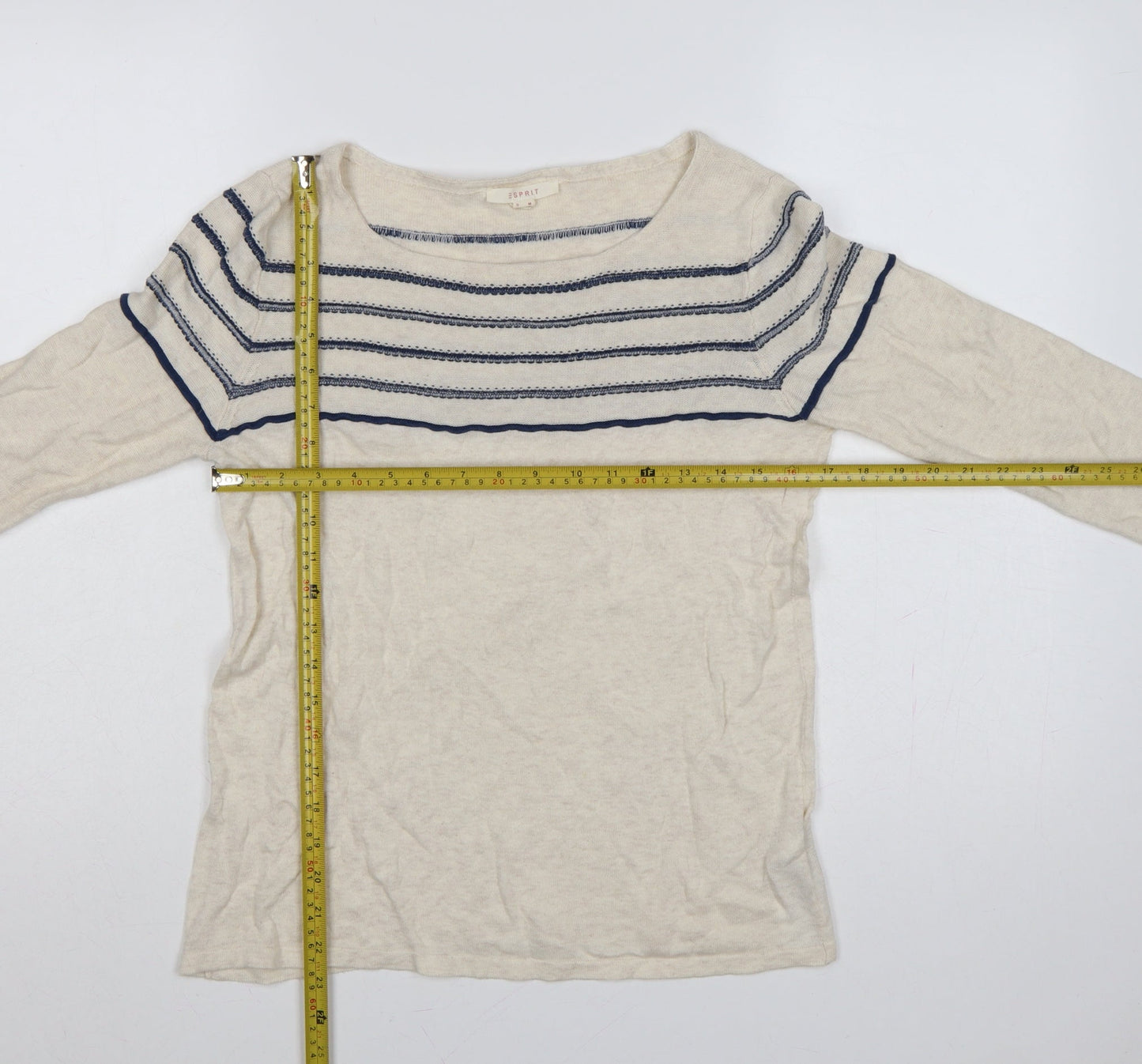 Esprit Women's Multicoloured M Striped Boat Neck Pullover Jumper