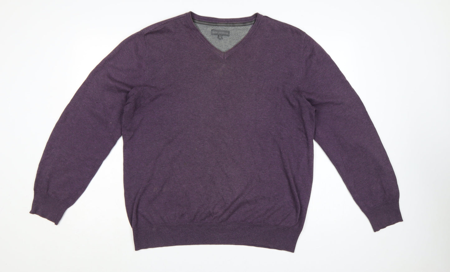 Rocha John Rocha Men’s Purple XL V-Neck Cotton Knit Pullover Jumper