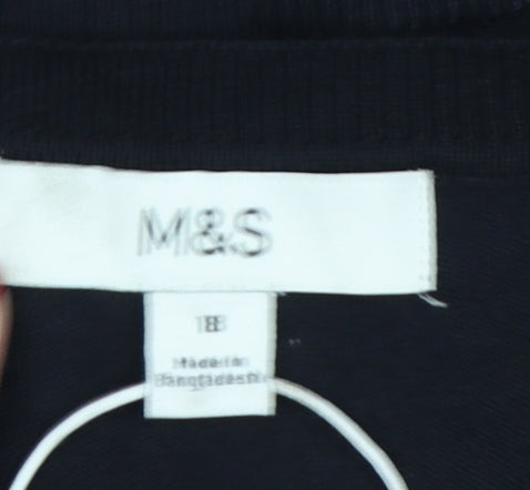 Marks and Spencer Women Black Size 18 Round Neck Button Cardigan