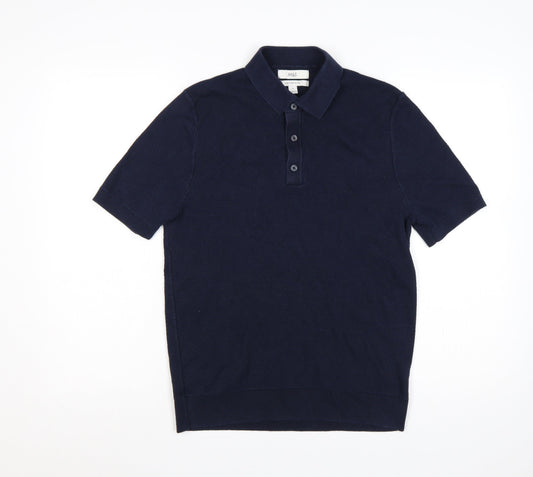 Marks and Spencer Men’s Blue M Cotton Rich Short Sleeve Knit Polo
