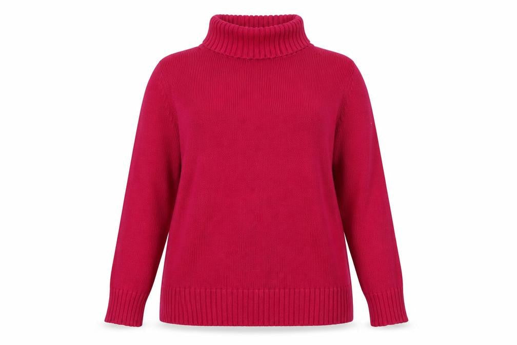 Marks & Spencer Women Pink UK 16 Roll Neck Cotton Knit Jumper