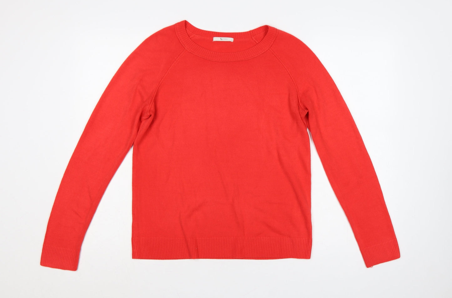 Tu Women Red UK 12 Crew Neck Raglan Sleeve Acrylic Knit Pullover Jumper