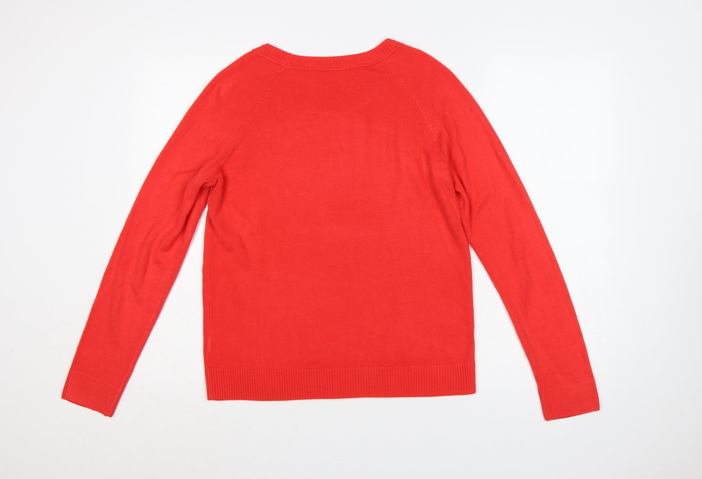 Tu Women Red UK 12 Crew Neck Raglan Sleeve Acrylic Knit Pullover Jumper