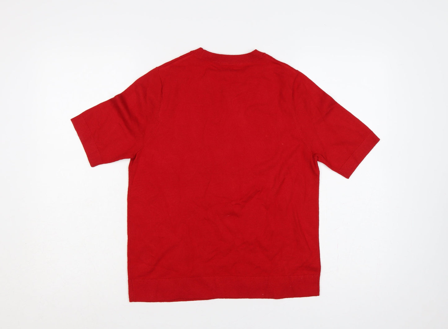 Tu Women Red Size 14 Short Sleeve Crew Neck Fine Knit Jumper