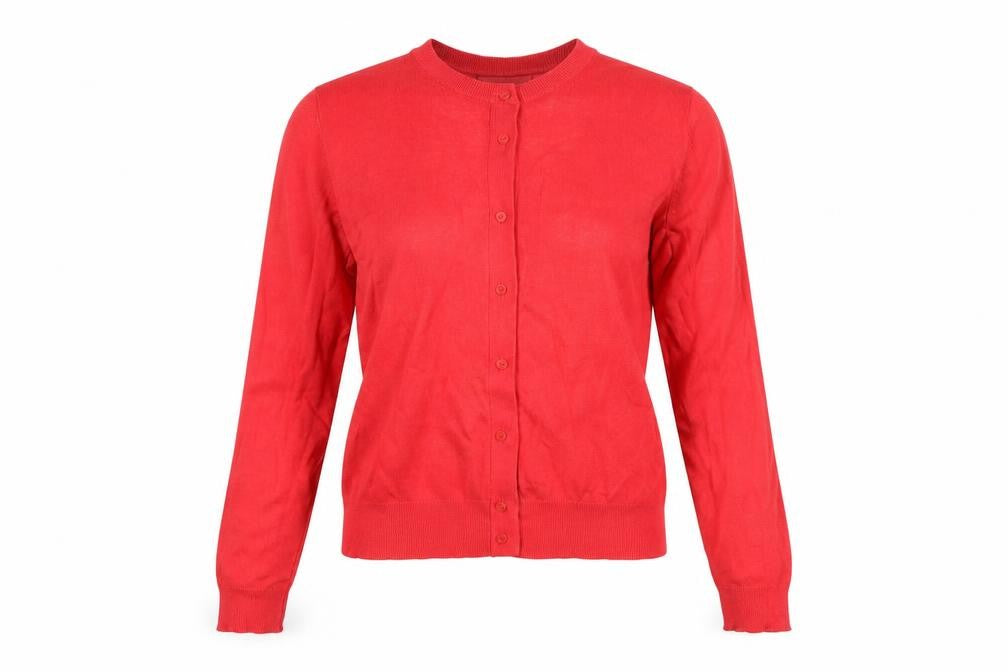 Marks & Spencer Women Red Size 12 Button Front Viscose Cardigan